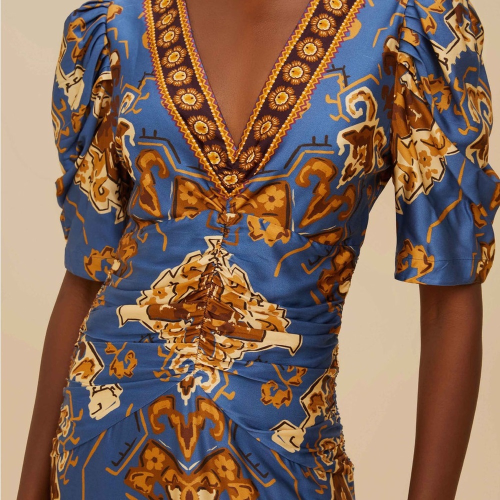 FARM Rio Blue Ornament Floral Midi Dress - Picture 2 of 7